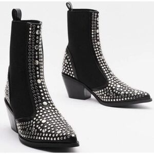 Vici Black Studded Heeled Boots